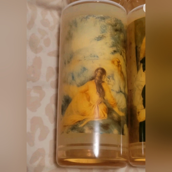 Vintage Set Of 6 Vue-Lon Ware By Litho Glass Lockport Renoir Children Highball - Picture 2 of 8